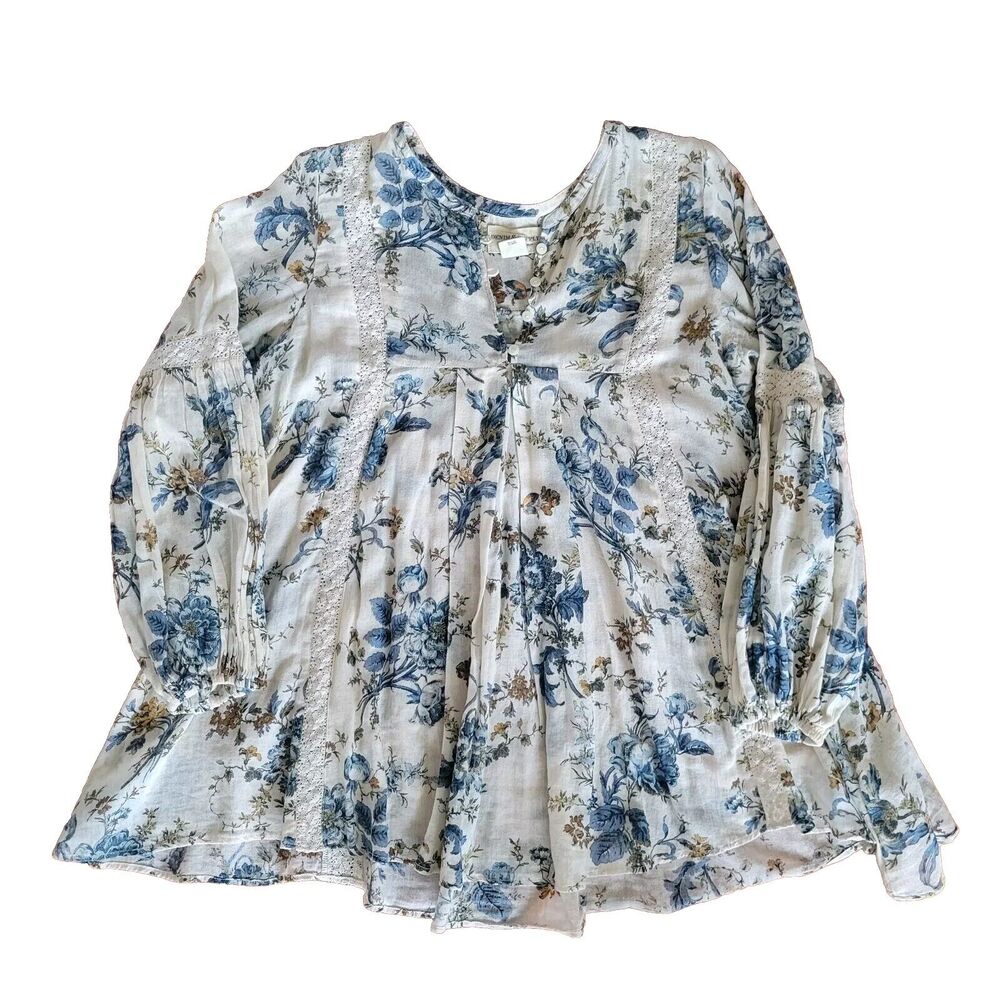 Ralph Lauren Denim & Supply Peasant Top Womens M Boho Long Sleeve Floral Gauze
